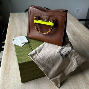 Gucci Diana Small Bamboo Top Handle Tote – Brown Leather (New in Box)